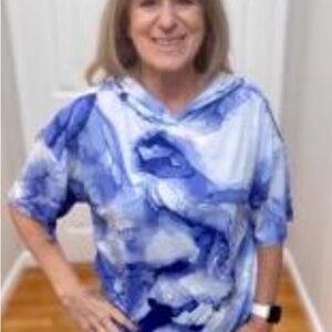 LuLaRoe Blue and White Short Sleeve Over sized Hoodie